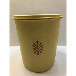 Vintage Servalier Tupperware Canister Container 807-4 Yellow with Lid